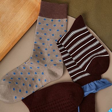 Women's 3 Pack Crew Socks Set Ribbed Knit Athletic Stripe and Classic Pattern Casual Everyday Wear