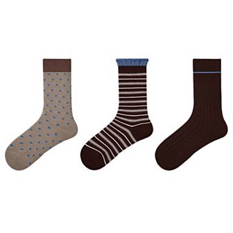 Women's 3 Pack Crew Socks Set Ribbed Knit Athletic Stripe and Classic Pattern Casual Everyday Wear