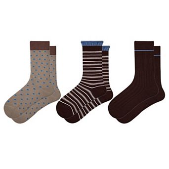 Women's 3 Pack Crew Socks Set Ribbed Knit Athletic Stripe and Classic Pattern Casual Everyday Wear