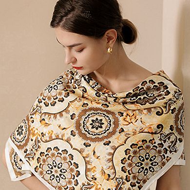 Women's Paisley Print Silky Scarf with Lightweight Soft Fabric Versatile Square Neck Accessory