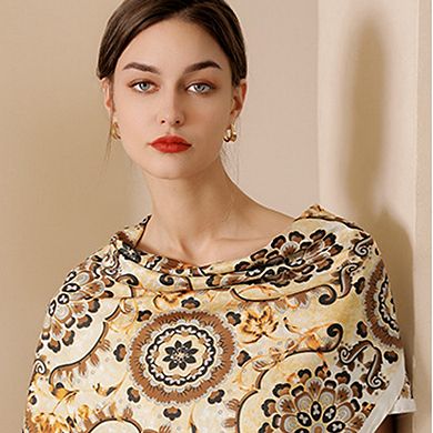 Women's Paisley Print Silky Scarf with Lightweight Soft Fabric Versatile Square Neck Accessory