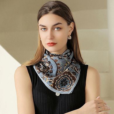 Women's Paisley Print Silky Scarf with Lightweight Soft Fabric Versatile Square Neck Accessory