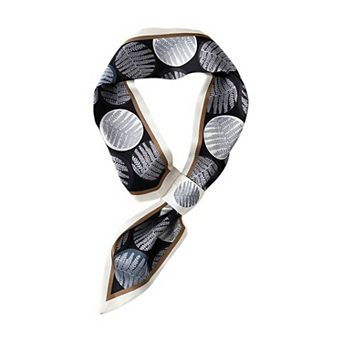 Women's Leaf Print Silky Scarf with Lightweight Fabric Modern Square Design and Smooth Finish