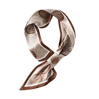 Women's Leaf Print Silky Scarf with Lightweight Fabric Modern Square Design and Smooth Finish