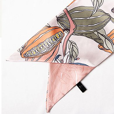 Women's Multicolor Floral Print Silky Scarf with Soft Lightweight Fabric Versatile Square Scarf