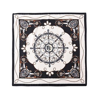 Women's Nautical Print Square Scarf with Soft Silky Fabric Accessory for Neck Hair and Bag Styling