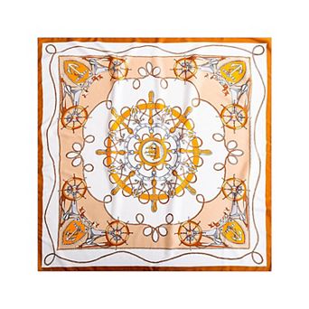 Women's Nautical Print Square Scarf with Soft Silky Fabric Accessory for Neck Hair and Bag Styling