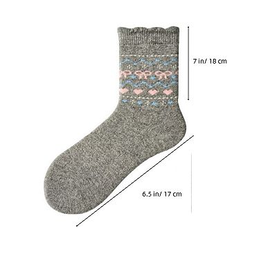 Women's 3-Pair Pack Crew Socks with Heart and Bow Pattern Knit Design Perfect