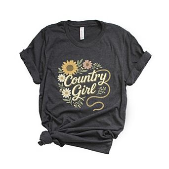 Country Girl Rope Watercolor - Womens Short Sleeve Graphic T-Shirt