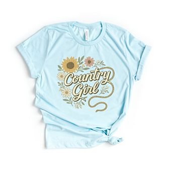 Country Girl Rope Watercolor - Womens Short Sleeve Graphic T-Shirt