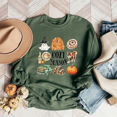 Cozy Season Watercolor Icons - Womens Sweatshirt