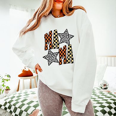 Checkered Mama Leopard Stars - Womens Lightweight Garment Dyed Sweatshirt