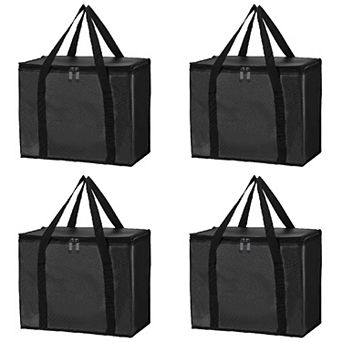 4 Pack Insulated Food Cool Warm Bag, Meal Cooler Warmer Grocery Tote Bag 22.8x13.8x15 Inch