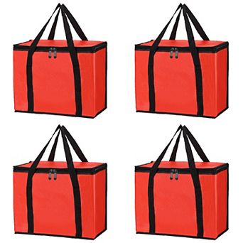 4 Pack Insulated Food Cool Warm Bag, Meal Cooler Warmer Grocery Tote Bag 22.8x13.8x15 Inch