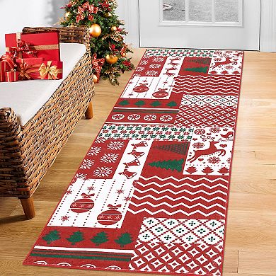 Garvee Machine Washable Christmas Non Slip Area Rug for Holiday Decor
