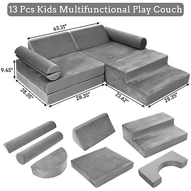 Garvee 14-Piece Kids Multifunctional Tank-Style Play Couch Set