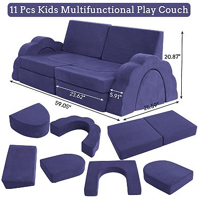 Garvee 11-Piece Kids Multifunctional Flower Style Play Couch Set