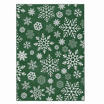 Garvee Machine Washable Snowflakes Chirstmas Rugs Non Slip Mat for Living Room Bedroom