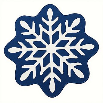 Garvee Snowflakes Christmas Area Rug Special Shaped Large Non Slip Carpet for Christmas Decor