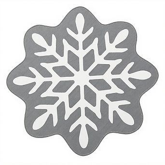 Garvee Snowflakes Christmas Area Rug Special Shaped Large Non Slip Carpet for Christmas Decor