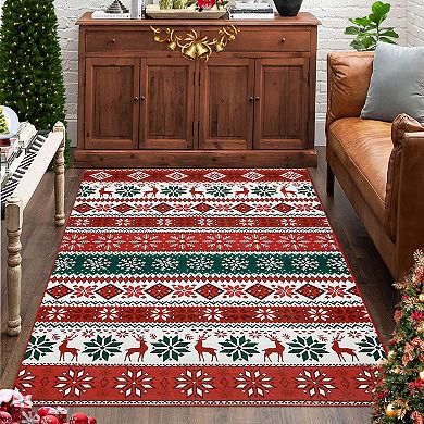 Garvee Washable Christmas Boho Area Rug Non Slip Stain Resistant Carpet for Entrance Kitchen