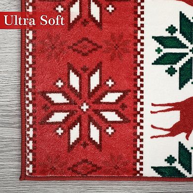 Garvee Washable Christmas Boho Area Rug Non Slip Stain Resistant Carpet for Entrance Kitchen