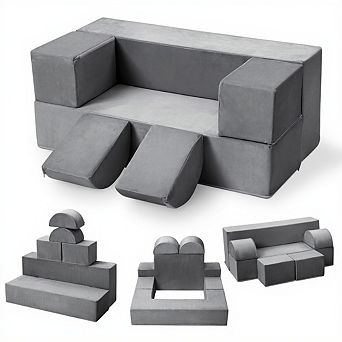 Garvee 6 pc Kids Multifunctional Play Couch Set with Removable Machine-Washable Covers