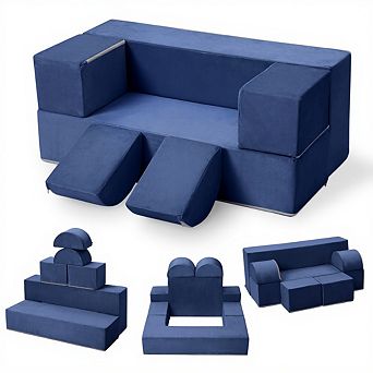 Garvee 6 pc Kids Multifunctional Play Couch Set with Removable Machine-Washable Covers