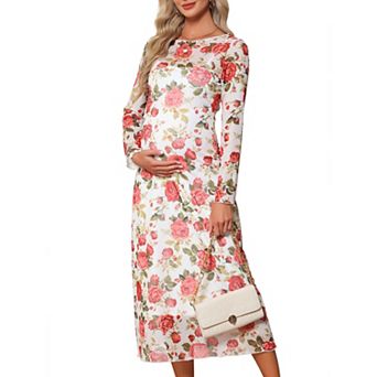 Women's Maternity 2 pc Dress Mesh Ruched Side Bodycon Wedding Guest Party Pregnancy Dresses
