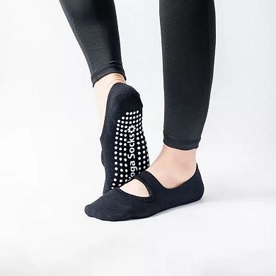 Women's 3-Pack Mary Jane Style Low Cut Non-Slip Grip Socks for Pilates Yoga and Everyday Comfort