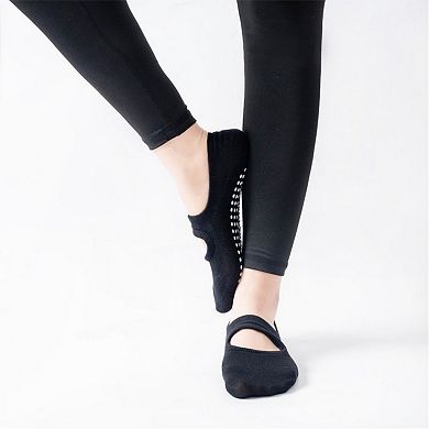 Women's 3-Pack Mary Jane Style Low Cut Non-Slip Grip Socks for Pilates Yoga and Everyday Comfort