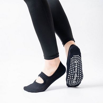 Women's 3-Pack Mary Jane Style Low Cut Non-Slip Grip Socks for Pilates Yoga and Everyday Comfort