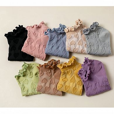 Women's 3-Pack Heart Knit Ankle Socks with Ruffle Trim and Soft Stretchy Fabric
