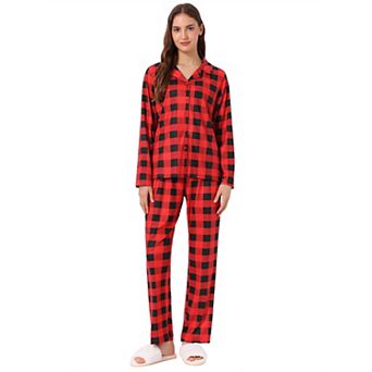 Women's Sleepwear Long Sleeve Button Down Plaid Family Pajamas Set