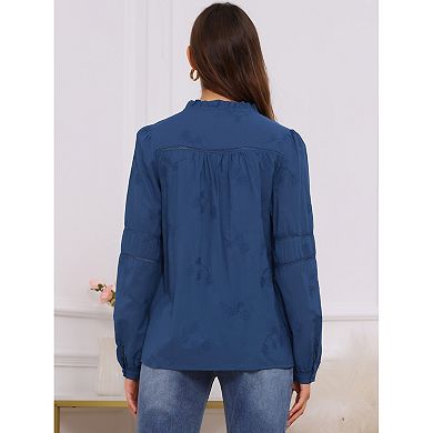 Women's Maternity Button Down Shirts Long Sleeve Jacquard Cotton Prenancy Semi Sheer Blouse Office