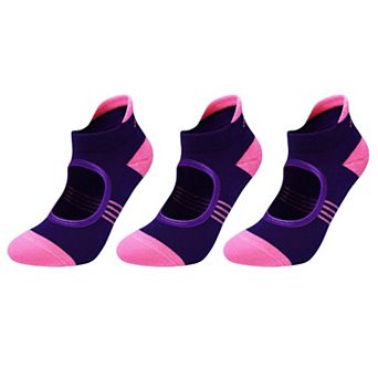 Women's 3-Pack Low Cut Performance Socks with Arch Support Cushioned Sole and Non-Slip Grip Heel