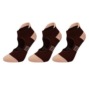 Women's 3-Pack Low Cut Performance Socks with Arch Support Cushioned Sole and Non-Slip Grip Heel