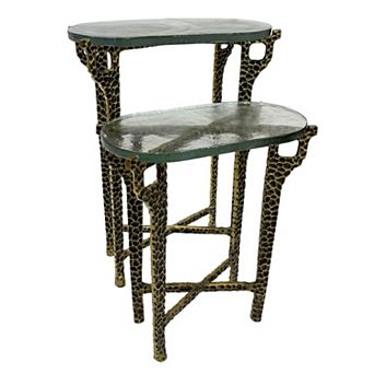 Carolina Chair & Table 2 pc Hammered Glass Accent Table Set