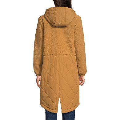 Women's Lands' End Sherpa Fleece Quilted Mixed Media Parka