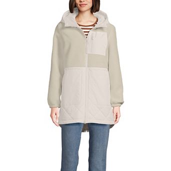 Women's Lands' End Sherpa Fleece Quilted Mixed Media Parka