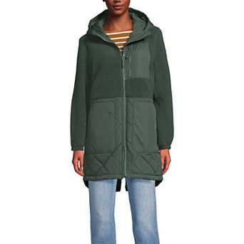 Women's Lands' End Sherpa Fleece Quilted Mixed Media Parka