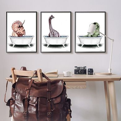 Stupell Home Decor Dinosaurs 3-pk. Bathroom Tubs Framed Canvas Wall Art