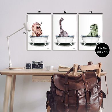 Stupell Home Decor Fun Dinosaurs 3-pk. Bathroom Tubs Wall Plaque Set