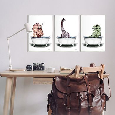 Stupell Home Decor Fun Dinosaurs 3-pk. Bathroom Tubs Wall Plaque Set