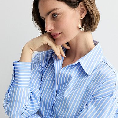 Women's Nine West Long Sleeve Button-Down Shirt