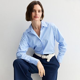 Women's Nine West Long Sleeve Button-Down Shirt