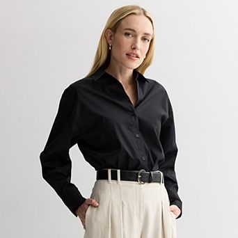 Women's Nine West Long Sleeve Button-Down Shirt