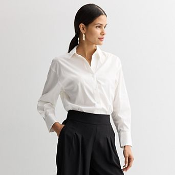 Women's Nine West Long Sleeve Button-Down Shirt