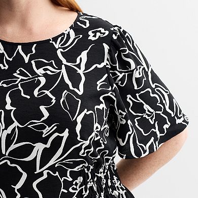 Plus Size Nine West Cinched Flutter Sleeve Blouse