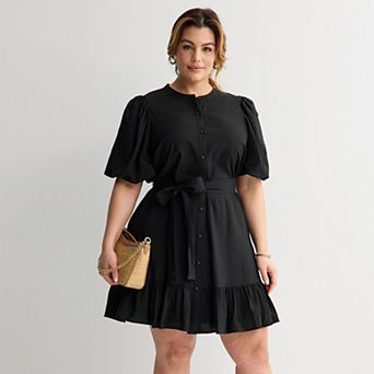 Plus Size Nine West Button Front Fit & Flare Dress
